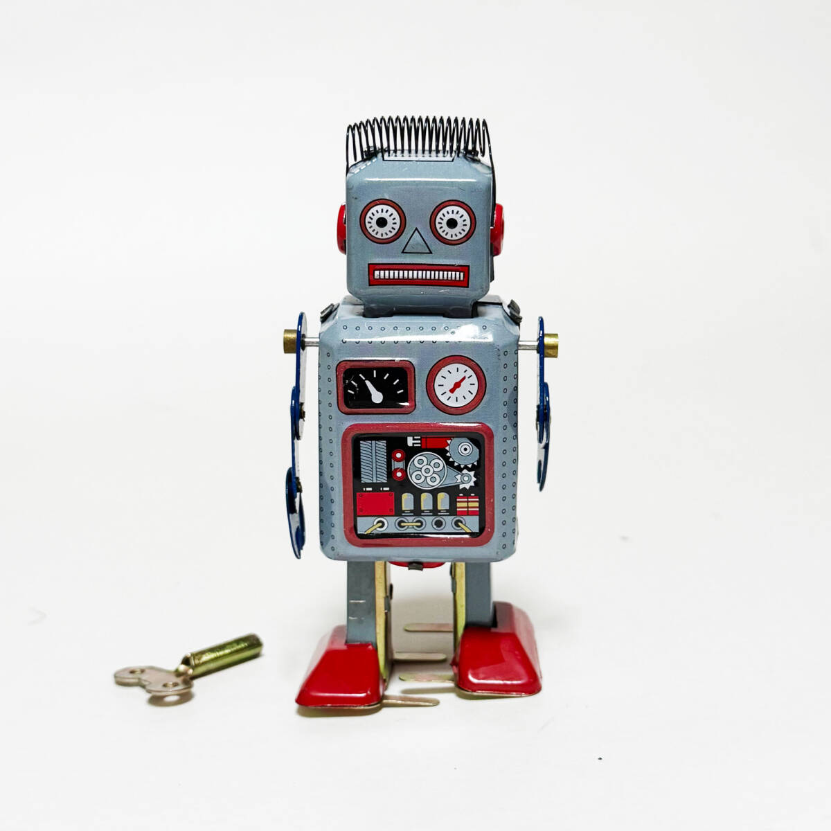■昭和レトロ ブリキゼンマイ式歩行ロボット/ブリキロボット/ミニミニロボット新品■