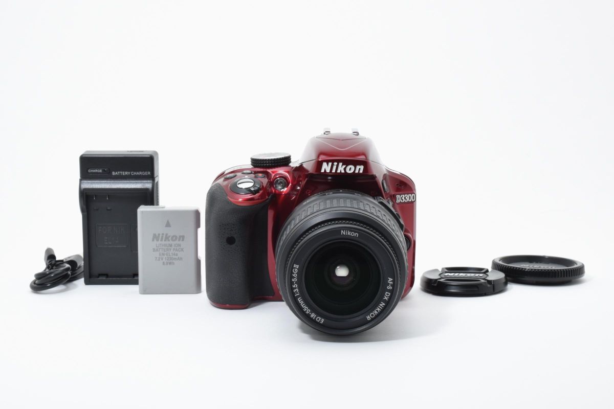 【大人気】 Nikon ニコン D3300 レンズセット デジタル一眼カメラ レッド #4039