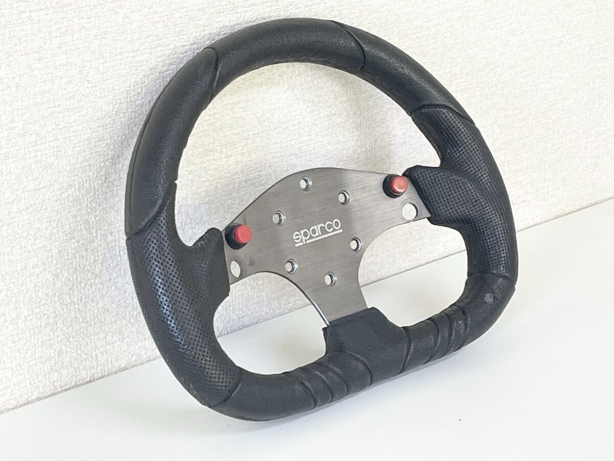 【交換用に！！】スパルコ P104 SPORT？ レーシング ステアリング D型 ハンドル サーキット レース インテリア カスタム 内装品 即納可能