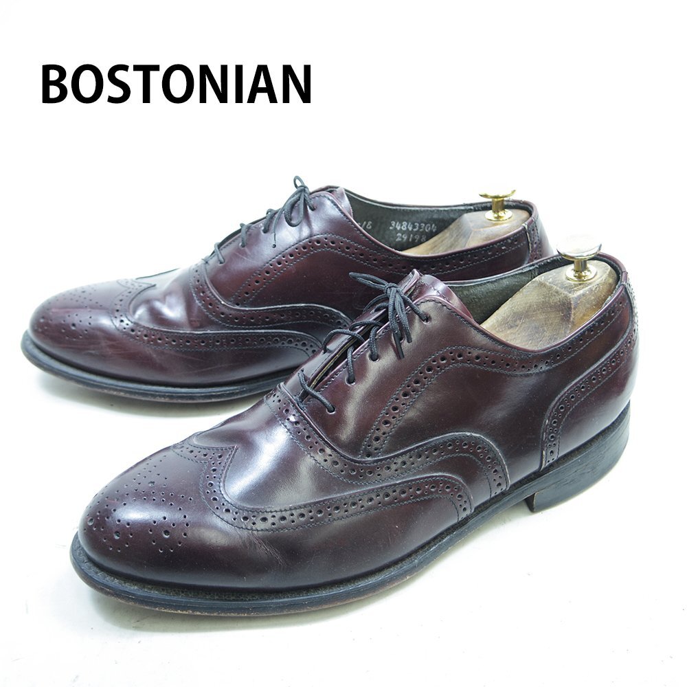 10-1/2EEE　28.5～29cm相当　BOSTONIAN 　USA製　ボストニアン　ウィングチップ　ドレス　革靴　メダリオン/26.2.11/P4367
