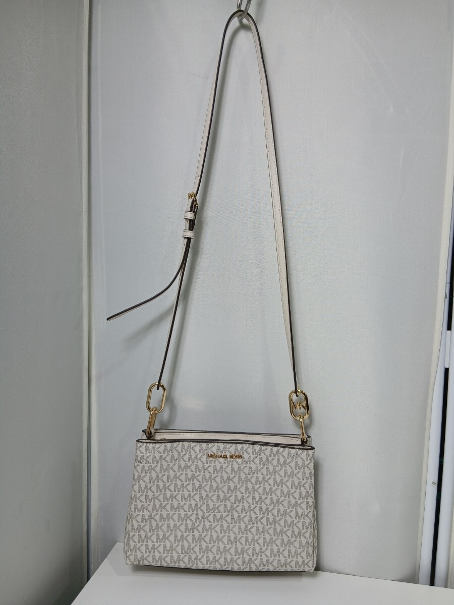 #1865 MICHAEL KORS マイケルコース ショルダーバッグ WHT 総柄 MKロゴ/和歌山県にて引き取り大歓迎