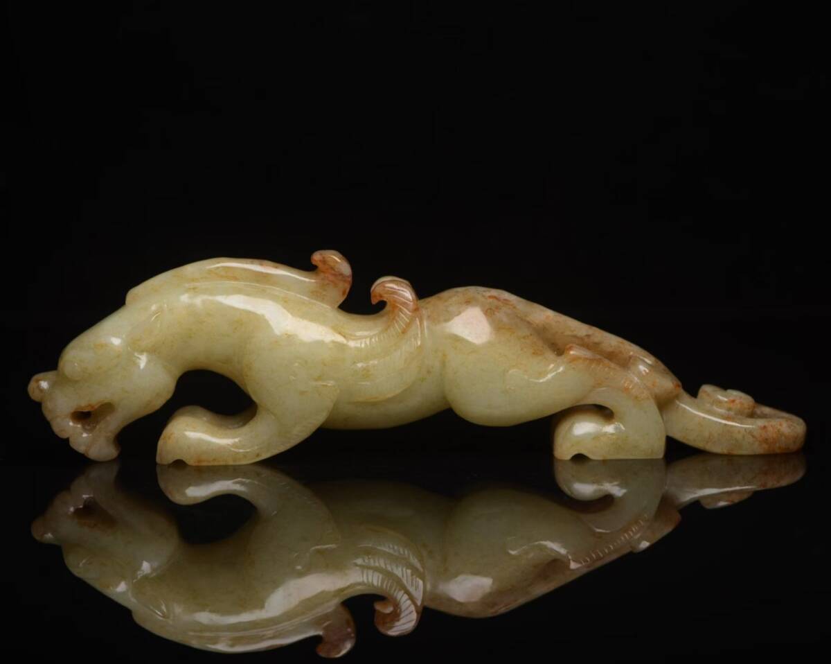 【聚寳齋*和田玉精彫*かめの龍*】置物 賞物 超美品 大吉 中国古美術 稀少珍品30400