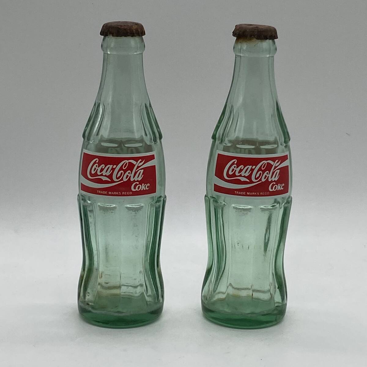 ビンテージ 当時物 昭和レトロ コカ・コーラ ガラス 瓶 190ml × 2本 赤ラベル コーラ ビン 空き瓶 びん 昭和　