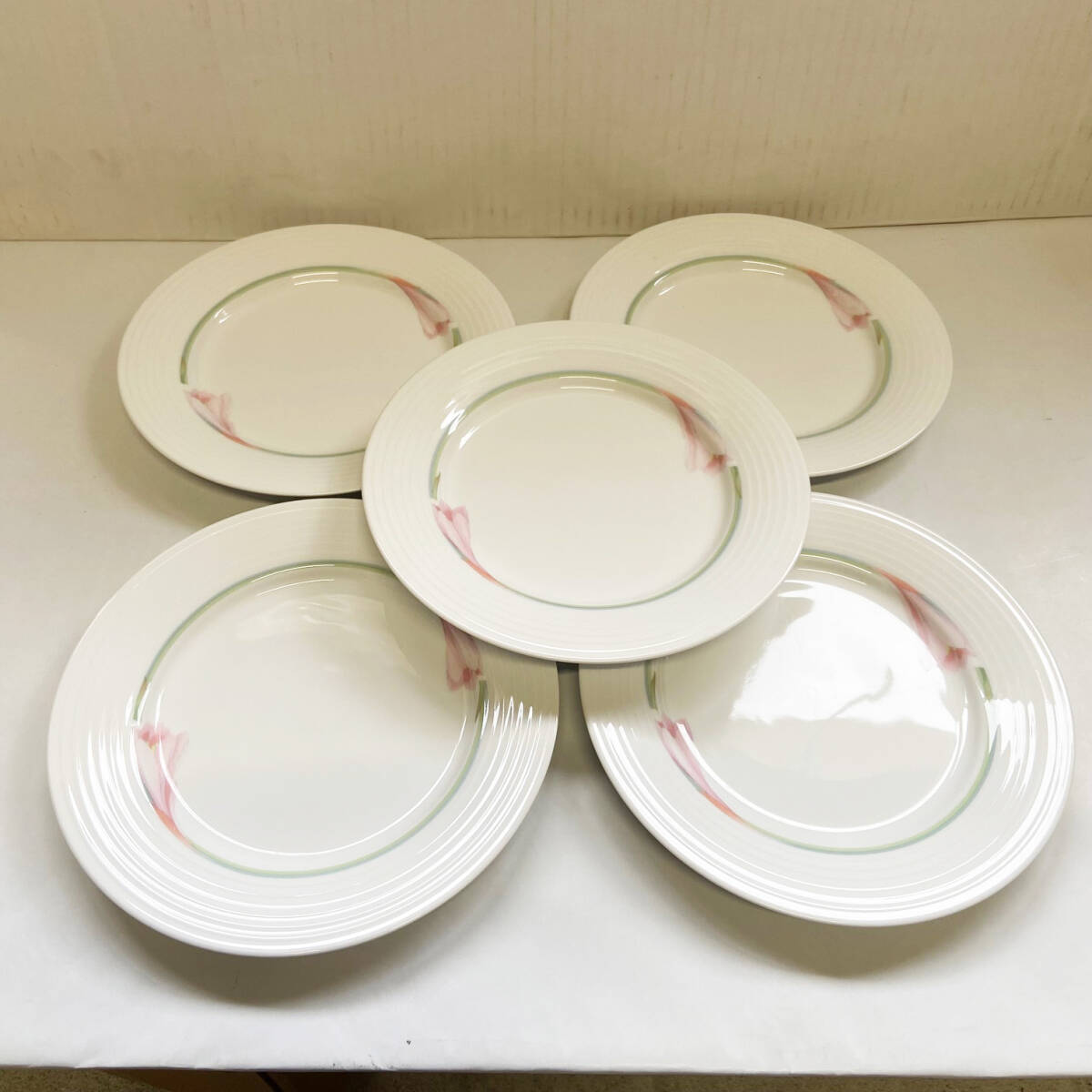 USED 当時物 ノリタケ プリマデュラ シンフォニーライン 中皿 21cm 5枚セット 花柄 洋食器 磁器 プレート Noritake