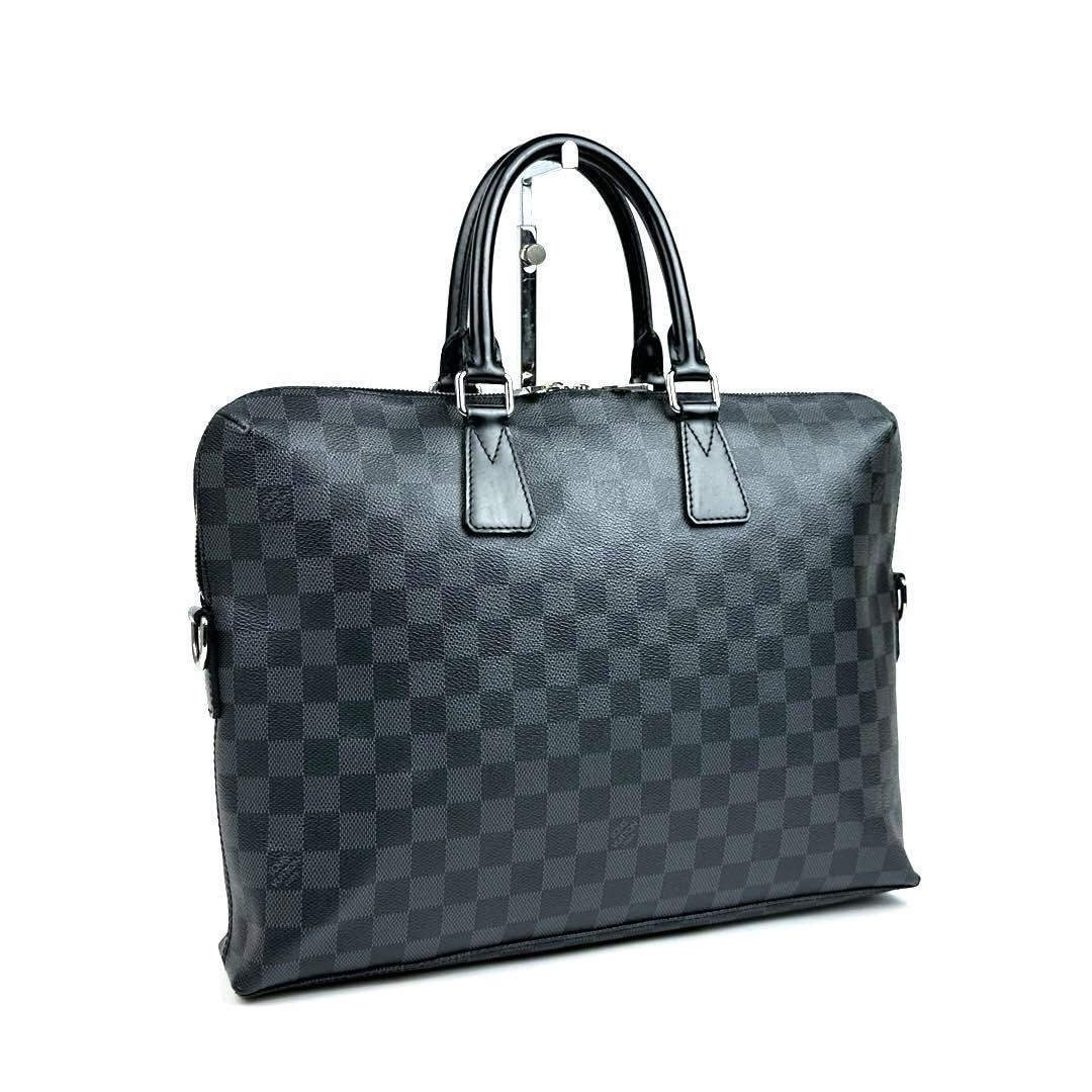 【美品】LOUIS VUITTON ルイヴィトン ダミエグラフィット N48224 ポルトドキュマンジュール PDJ ビジネスバッグ ブリーフケース レザー