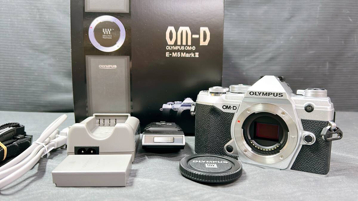 【美品/動作品】OLYMPUS/オリンパス OM-D E-M5 Mark Ⅲ ボディ 4575万画素 ミラーレス 一眼 カメラ/シルバー