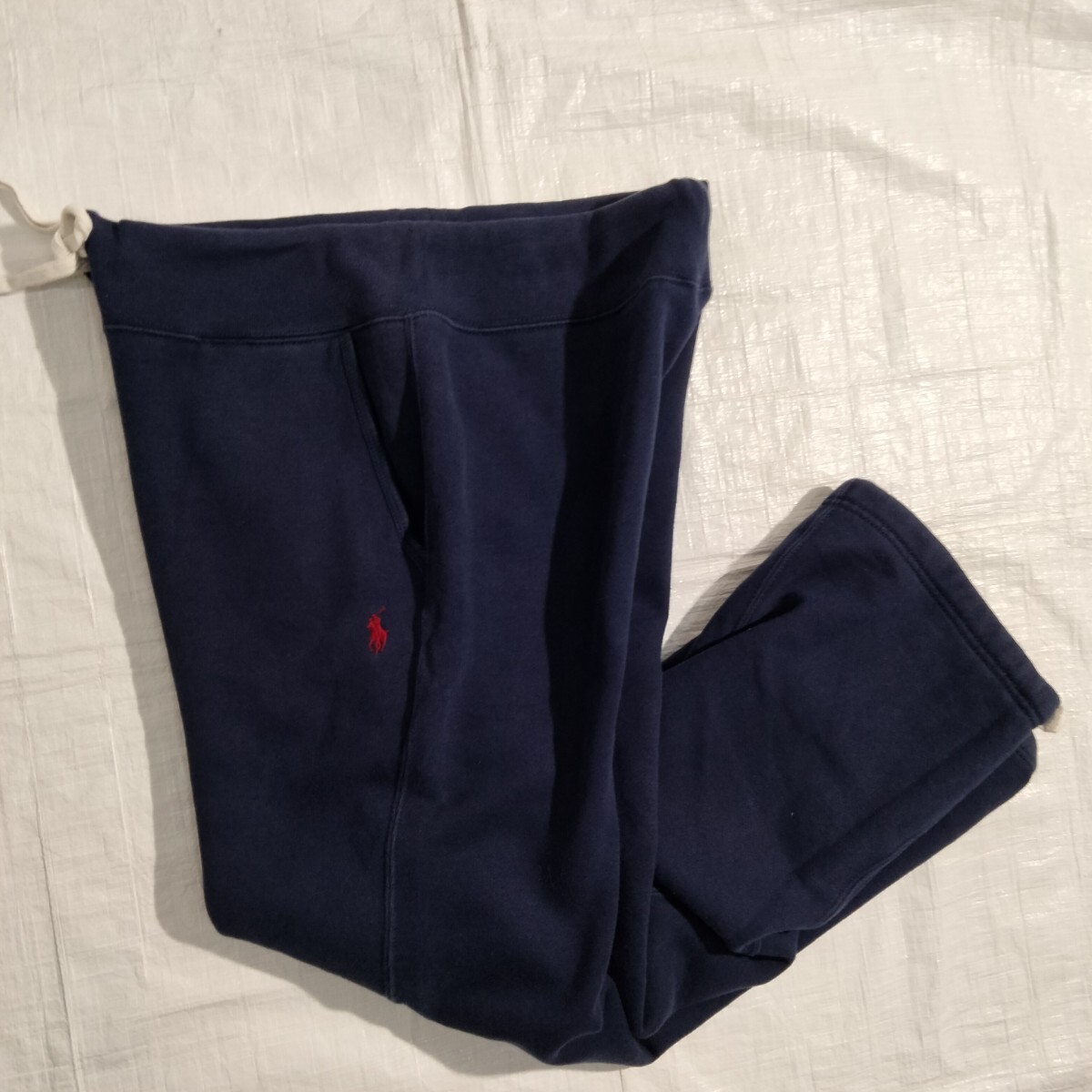 POLO RALPH LAUREN ポロ ラルフローレンスウェット パンツ NAVY sweat PANT ネイビー　ワイドシルエット　wide vintage 再現 裾ドロー　