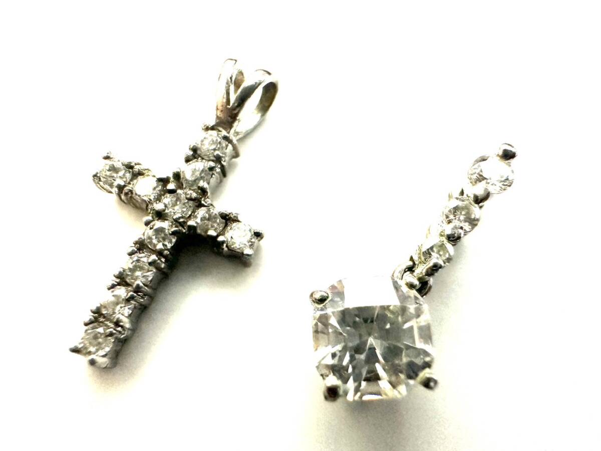 【1円スタート】シルバーアクセサリー　SV刻印　ネックレストップ　トップ　ラインストーン　おしゃれ【J01-1385】