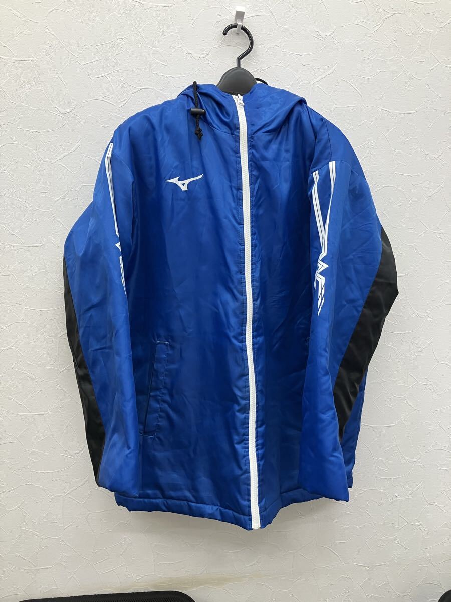 【e863】MIZUNO ミズノ 読売新聞 ベンチコート ロングコート 中綿 M ブルー 非売品 防寒 Padded Long Bench Coat Blue Mens