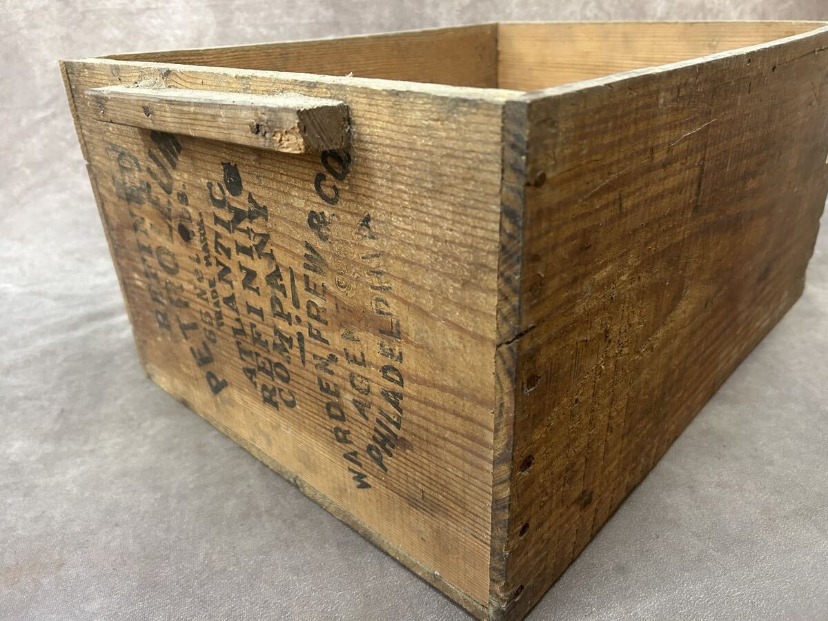 ビンテージ!! 木箱 アンティーク ウッドボックス インダストリアル レトロな刻印あり 店舗什器 陳列 什器 道具箱 ガレージ ディスプレイ