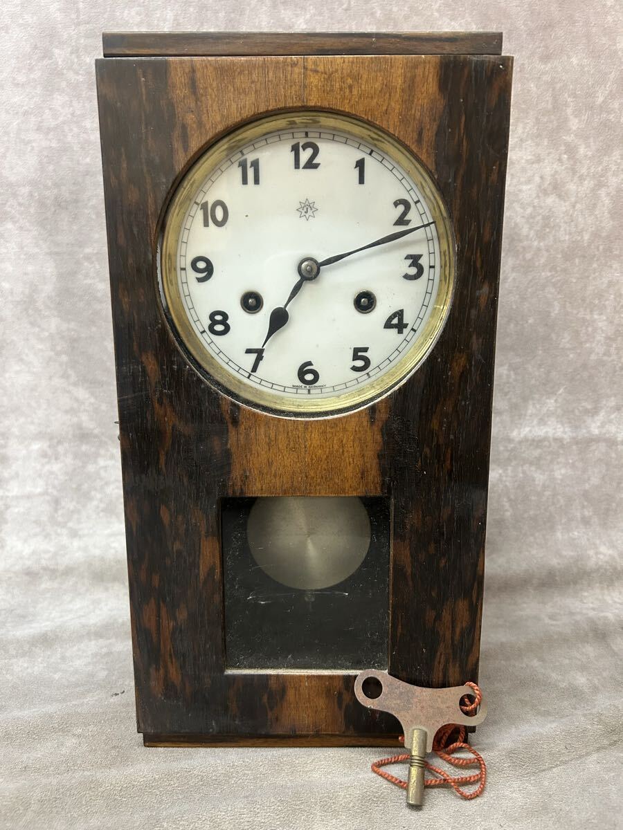 レトロ 希少 アンティーク 当時物 JUNGHANS ユンハンス MADE IN GERMANY 掛け時計 柱時計 ボンボン時計　振り子時計 天然木製 ジャンク品