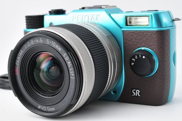 Pentax ペンタックスQ10 ターコイズブルー＆ブラウン ショット2202数 02レンズ バッテリー、充電器付 #104