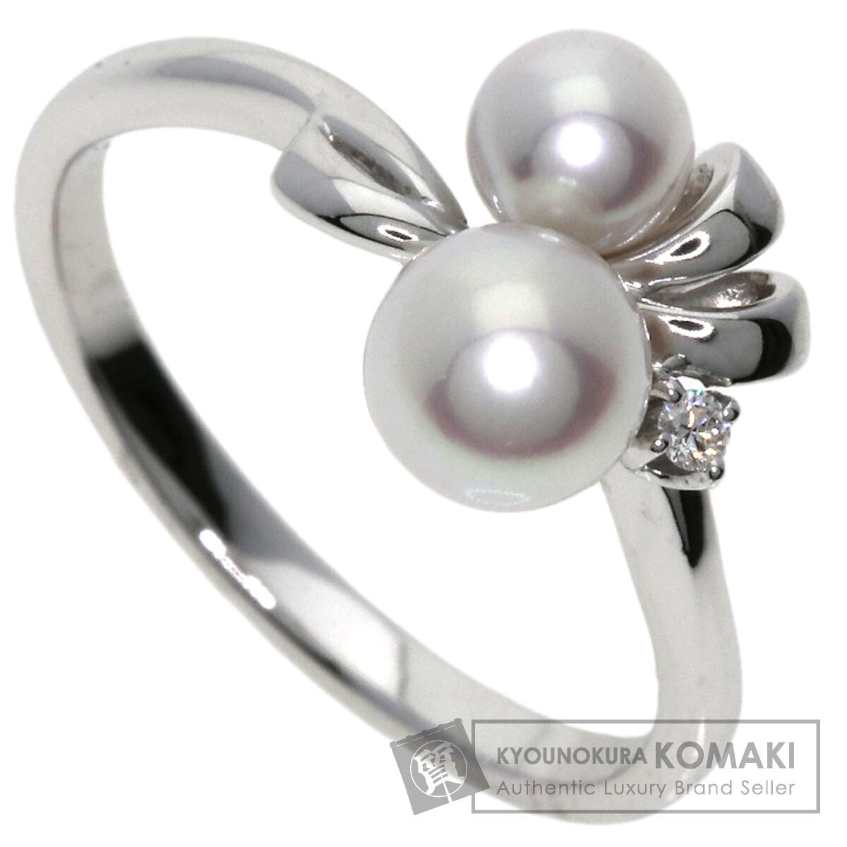 MIKIMOTO ミキモト パール 真珠 ダイヤモンド リング・指輪 K18ホワイトゴールド レディース 中古
