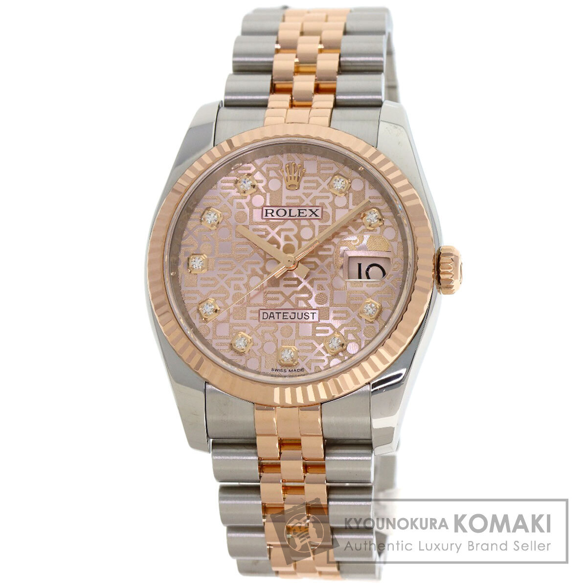 ROLEX ロレックス 116231G デイトジャスト 10P ダイヤモンド 腕時計 ステンレススチール SSxK18PG エバーローズゴールド メンズ 中古