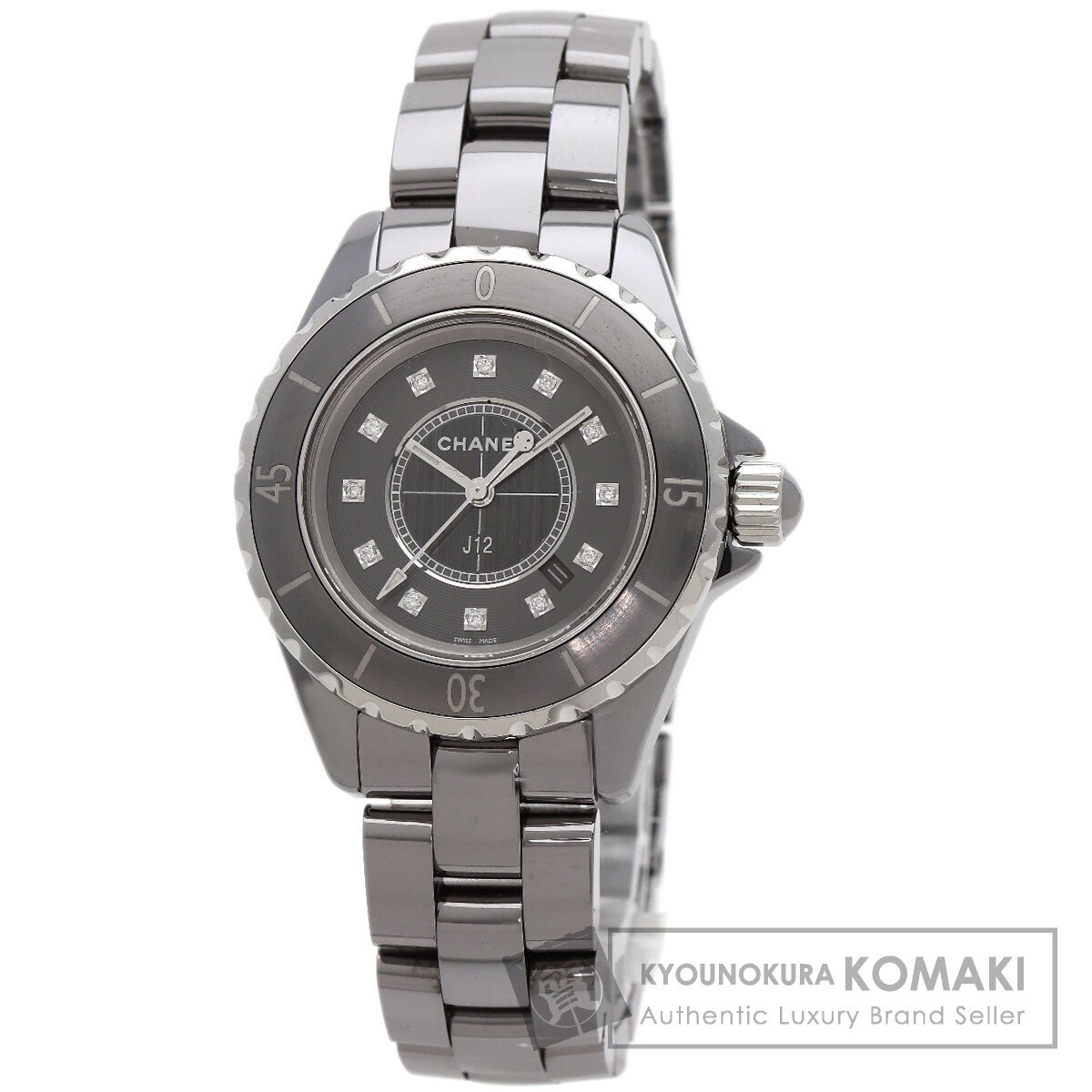 CHANEL シャネル H3241 J12 33mm クロマティック 33mm 12P ダイヤモンド 腕時計 チタンセラミック チタンセラミック レディース 中古