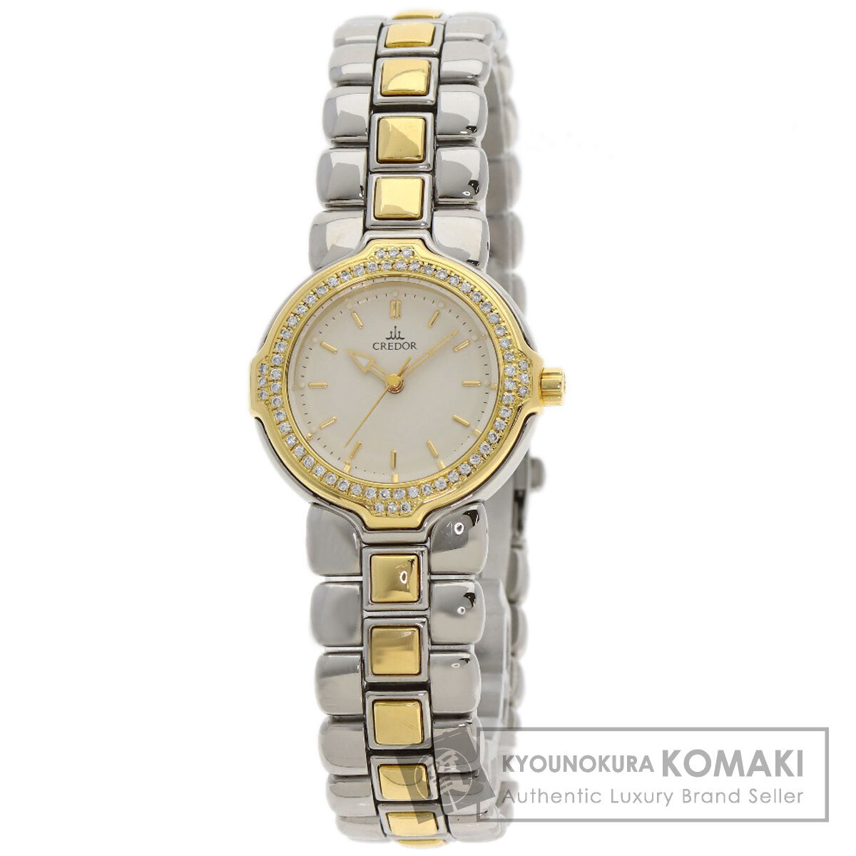 SEIKO セイコー GSAB004 クレドール ダイヤモンドベゼル 腕時計 ステンレススチール SSxK18YG ダイヤモンド レディース 中古