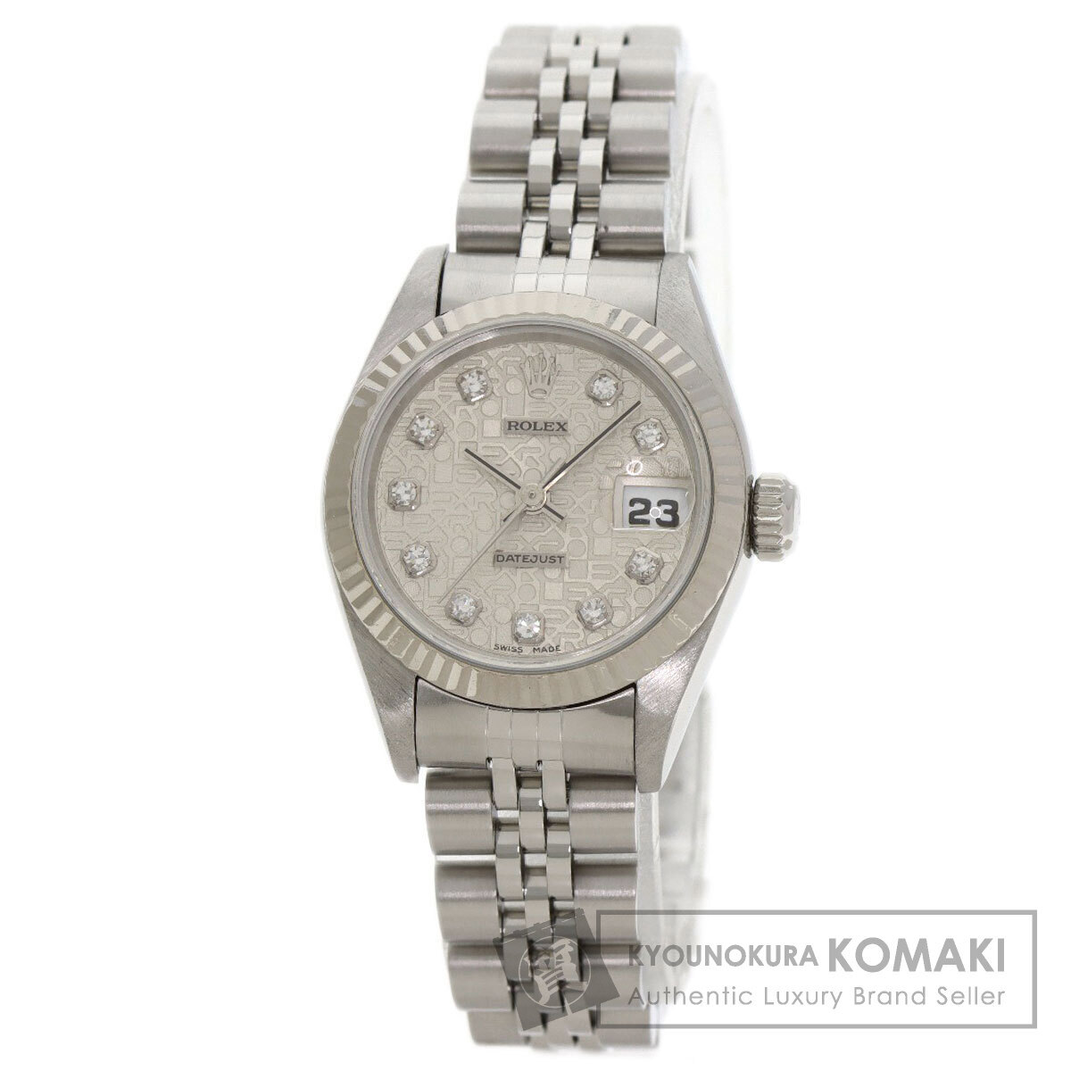 ROLEX ロレックス 69174G デイトジャスト 10P ダイヤモンド 腕時計 ステンレススチール SS K18WG レディース 中古