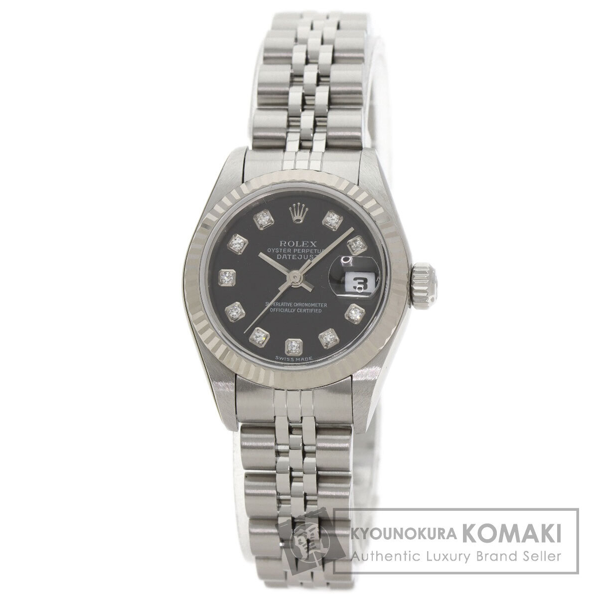 ROLEX ロレックス 79174G デイトジャスト 10P ダイヤモンド 腕時計 ステンレススチール SS K18WG レディース 中古