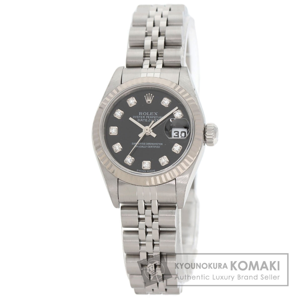 ROLEX ロレックス 79174G デイトジャスト 10P ダイヤモンド 腕時計 ステンレススチール SS K18WG レディース 中古