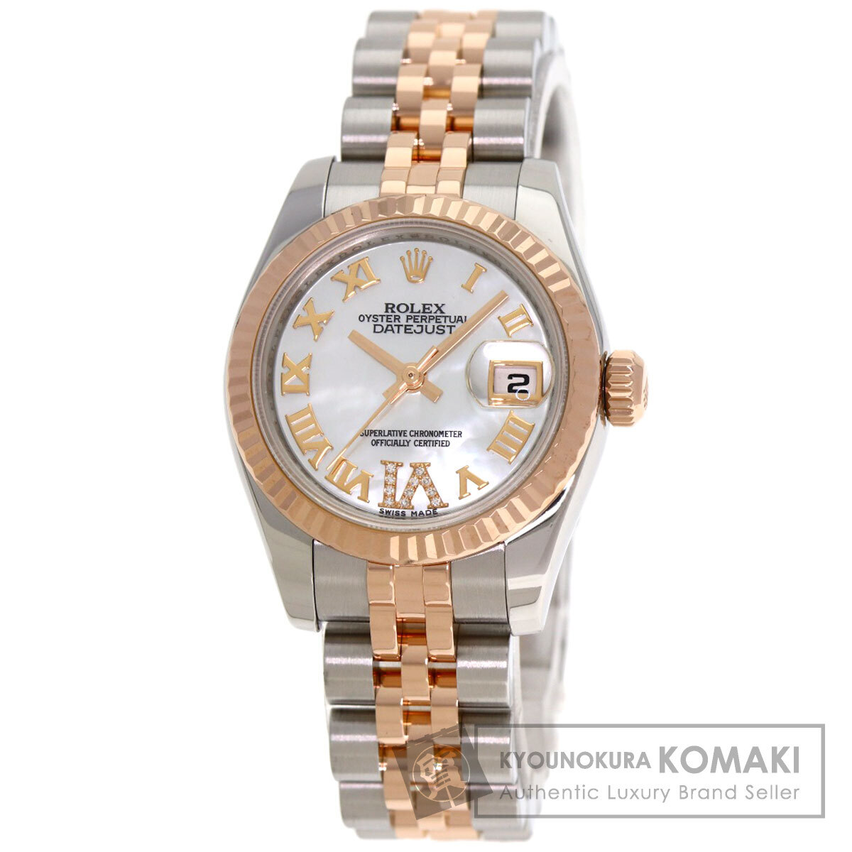 ROLEX ロレックス 179171NR デイトジャスト VI ダイヤモンド 腕時計 ステンレススチール SSxK18PG エバーローズゴールド レディース 中古