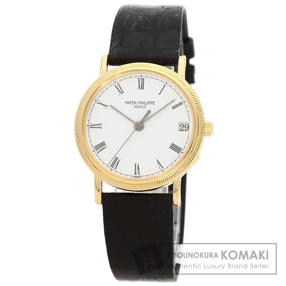 PATEK PHILIPPE パテックフィリップ 3802/200J-001 カラトラバ 腕時計 K18イエローゴールド 革 メンズ 中古