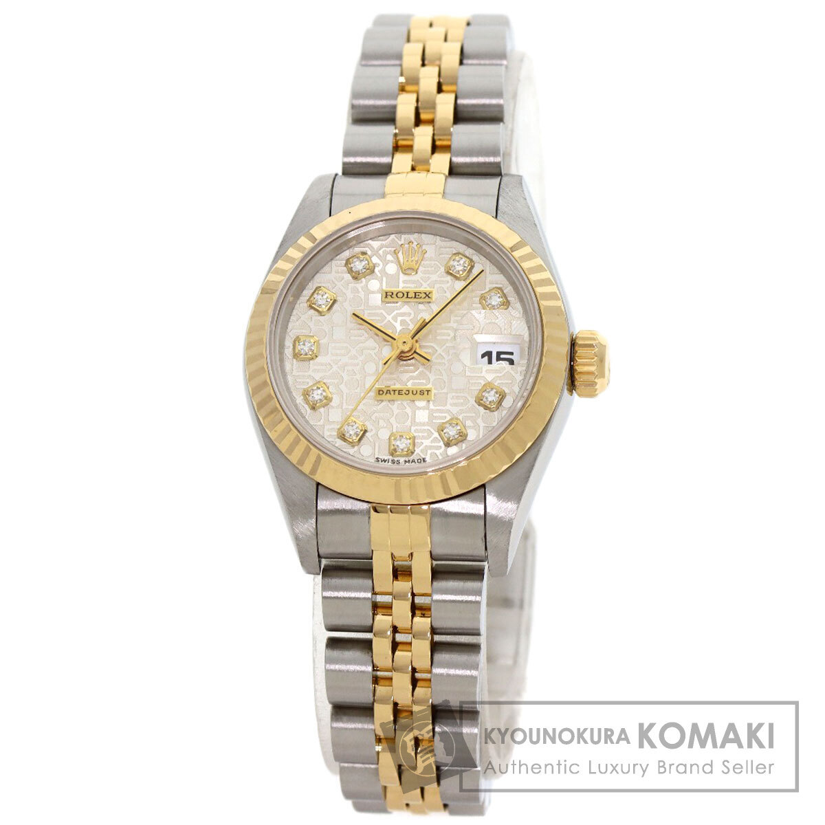 ROLEX ロレックス 69173G デイトジャスト 10P ダイヤモンド 腕時計 ステンレススチール SSxK18YG レディース 中古