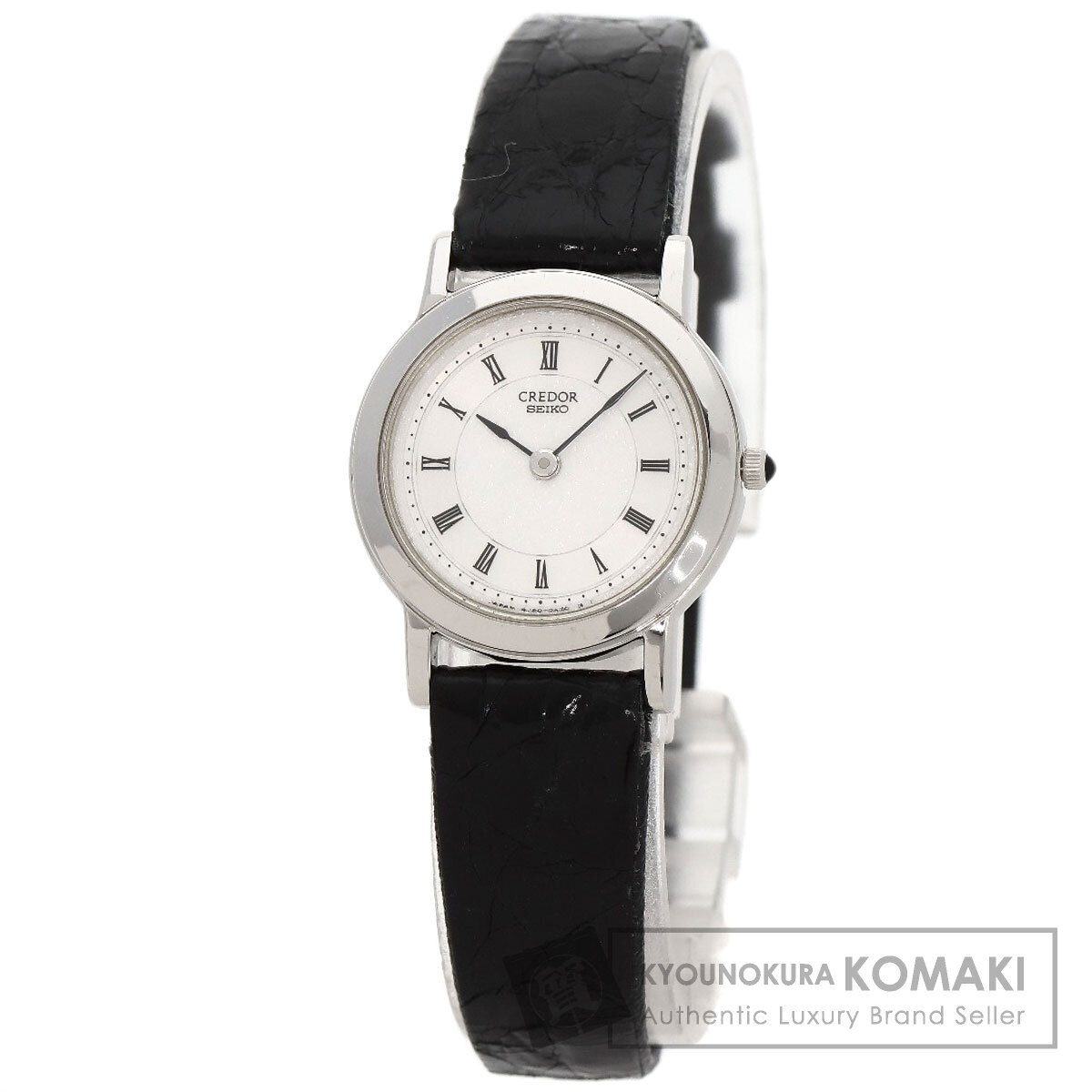 SEIKO セイコー 4J80-0A10 クレドール 腕時計 プラチナPT950 革 レディース 中古