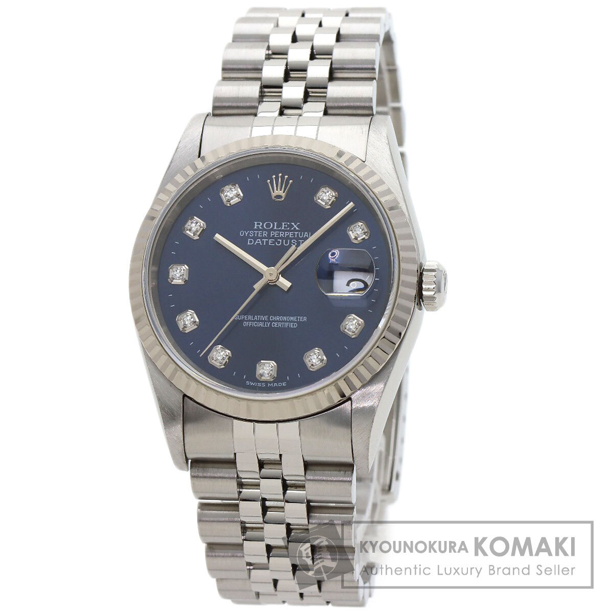 ROLEX ロレックス 16234G デイトジャスト 10P ダイヤモンド 腕時計 ステンレススチール SS K18WG メンズ 中古