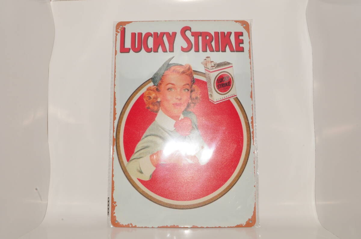 【新品・未使用】 Lucky STRIKE たばこ タバコ ブリキ看板 ヴィンテージ 昭和 レトロ アンティーク メタル アメリカ 喫煙