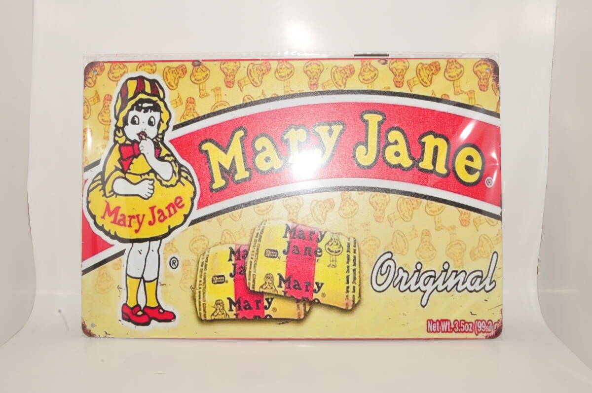 【新品・未使用】 お菓子 Mary Jane ブリキ看板 ヴィンテージ 昭和 レトロ アンティーク メタル