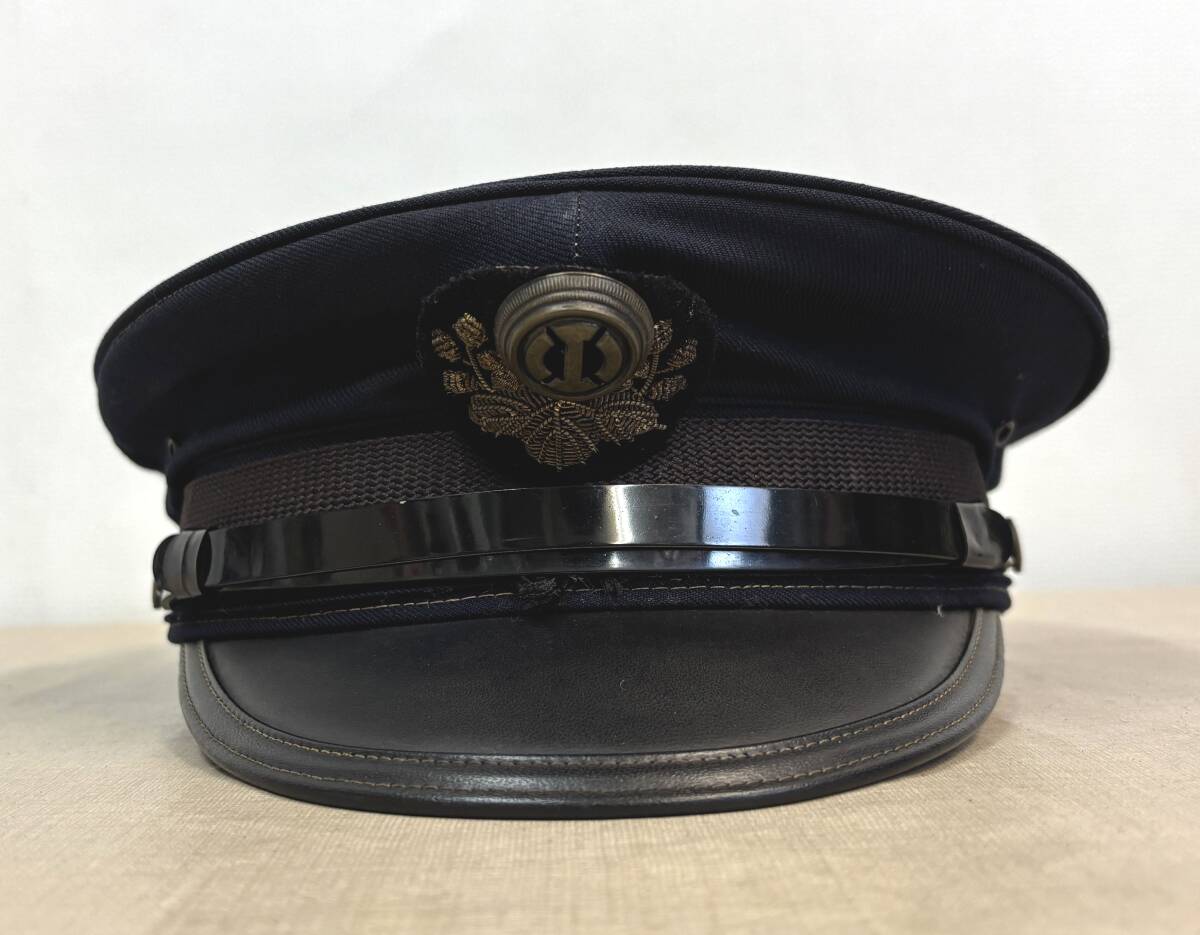 ツM1649/小田急電鉄 制帽 冬用 ④ シミ有/旧型 帽子 コレクション 鉄道グッズ 紺 ネイビー 首都圏 電車 グッズ 私鉄 当時物