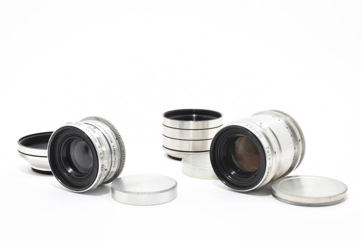 希少＊Enna-Werk ARGUS Tele Sandmar 100mm F4.5 / wide angle 35mm F4.5 スクリューマウントレンズ アーガス