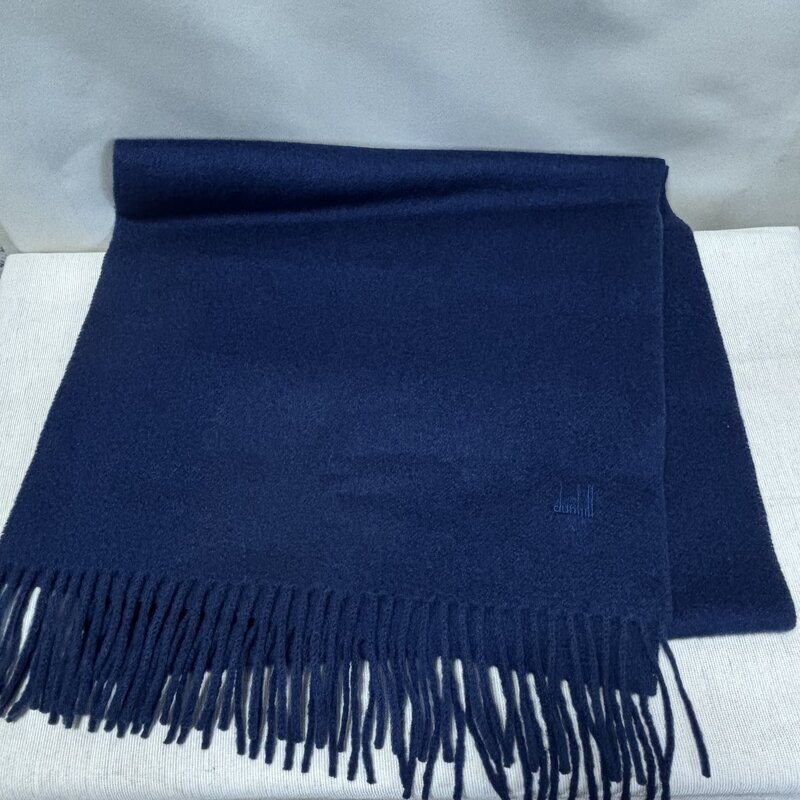 dunhill ダンヒル カシミヤ 100% マフラー ストール ショール ネイビー 濃紺 クリーニング済 IW602AA02DNH