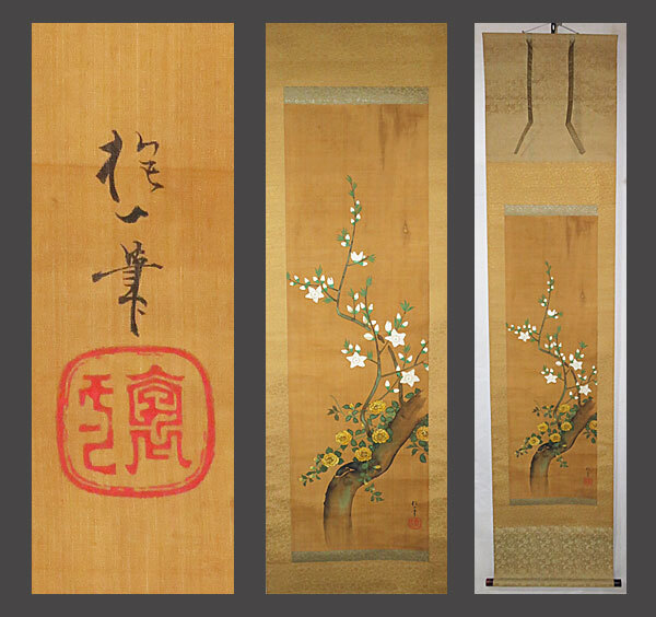 【adva】【真作】■酒井抱一■桜山吹図■江戸琳派を代表する絵師■肉筆■掛軸■掛け軸■日本画■