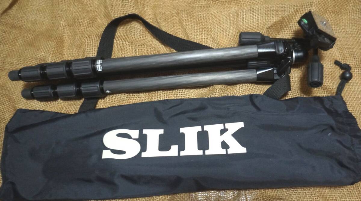 SLIK CARBON SPRINT 614 PRO クイックシュー付き小型3Way雲台付き スリック　カーボンスプリントプロ　カーボン三脚