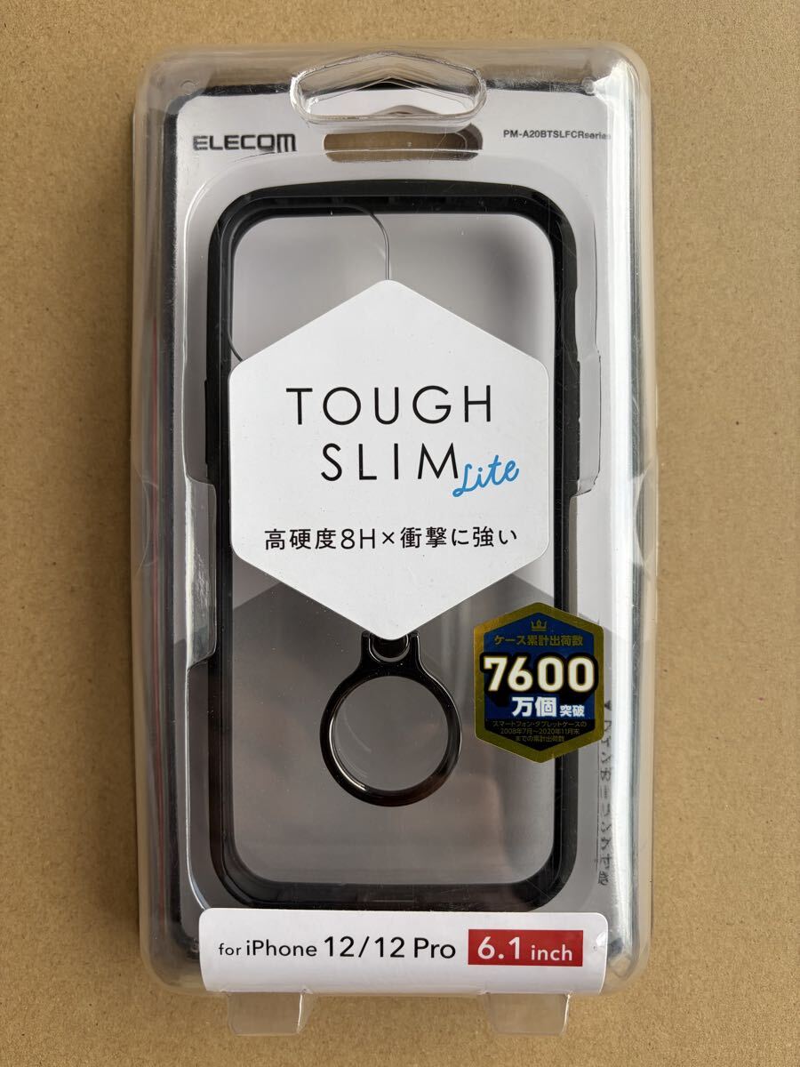 エレコム ELECOM PM-A20BTSLFCRBK [iPhone 12/iPhone 12 Pro 用 ハイブリッドケース/TOUGH SLIM LITE/フレームカラー/リング付き/ブラック]
