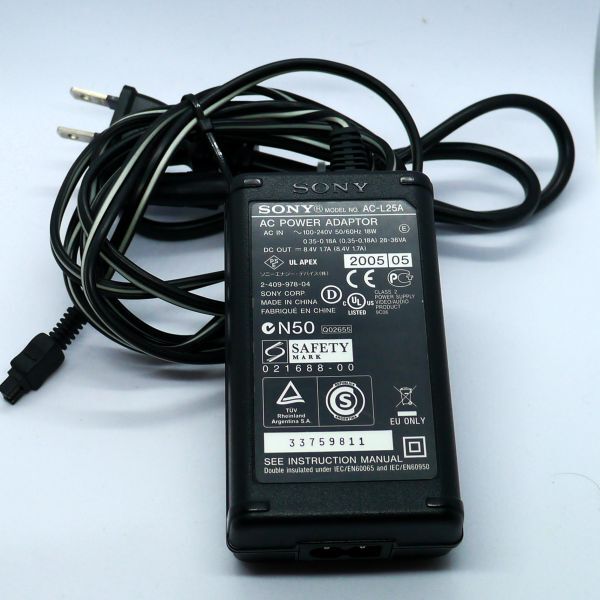 ソニー SONY ハンディカム/デジカメ用 ACアダプター AC-L25A ACケーブル付（中古動作品）