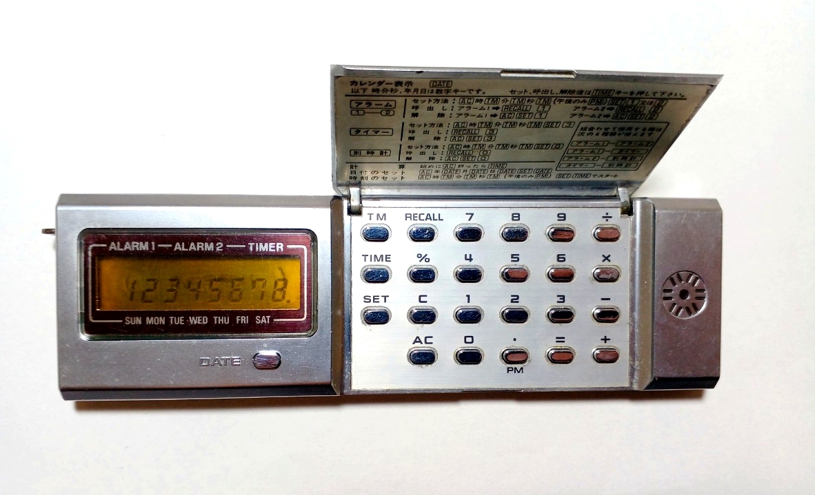希少70年代【稼働】 CASIO カシオMQ-2 マイクロコンピュータークォーツ 世界初 カード型 電卓付 電子時計 