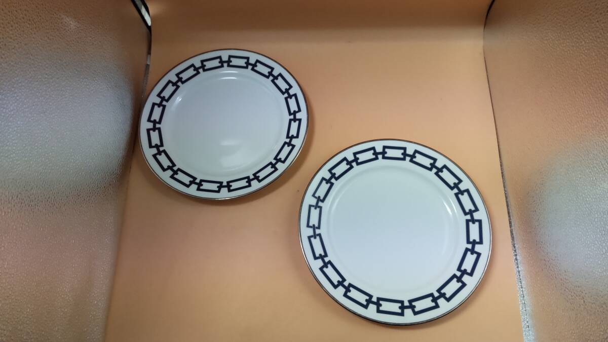 【B047】Richard Ginori リチャードジノリ カテーネ サファイア プレート 2枚 大皿 直径約28㎝ 金彩