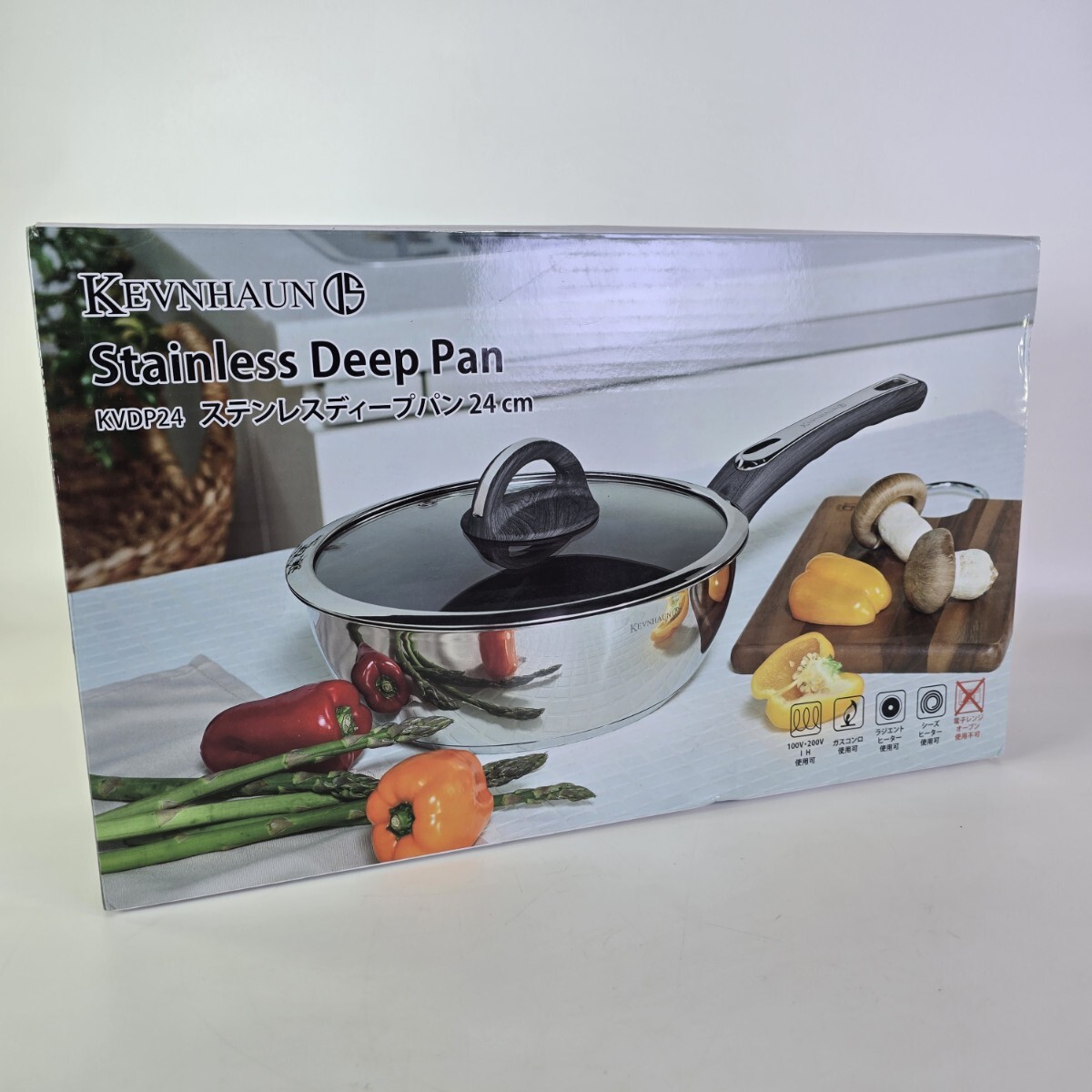 新品未使用　KEVNEAUN ステンレスディープパン 24cm フライパン 片手鍋 調理器具 IH