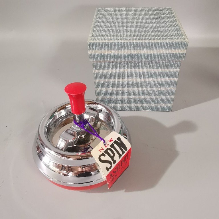 未使用保管品 昭和レトロ ヴィンテージ 卓上回転式灰落 NEW SPIN ASHPOT 灰皿 アッシュトレイ 現状品Z8454