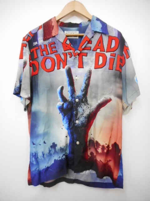 68 送60サ 0302UD14 WACKO MARIA JIM JARMUSCH HAWAIIAN SHIRT THE DEAD DON'T DIE ワコマリア 半袖 アロハシャツ 総柄 サイズS 中古品