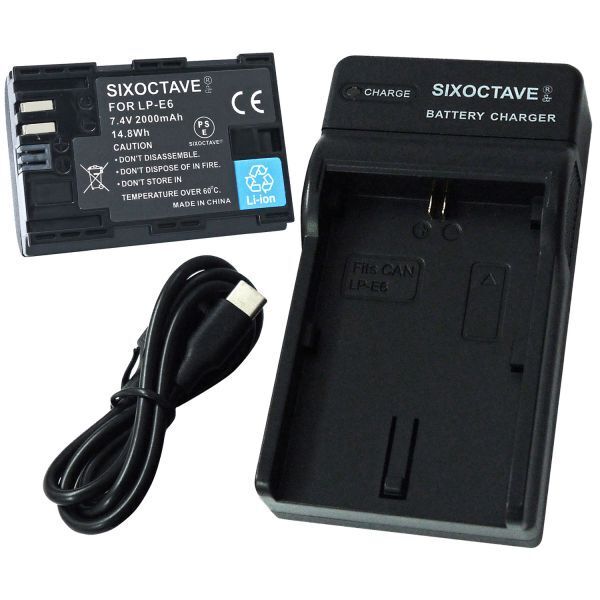 LP-E6N LP-E6 CANON 互換バッテリー 1個と充電器（USB充電式） EOS　5DsR　5Ds　5D MarkIV　5D MarkIII　5D MarkII　6D MarkII