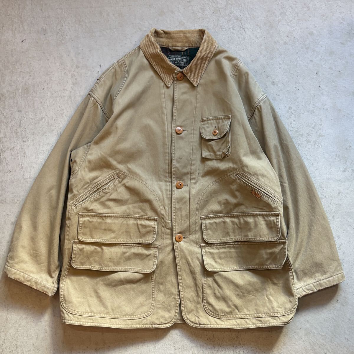 【80s】90s POLO COUNTRY RALPH LAUREN ハンティングジャケット ダック ウールライナー L ベージュ VINTAGE ポロカントリー ポロカン 正規