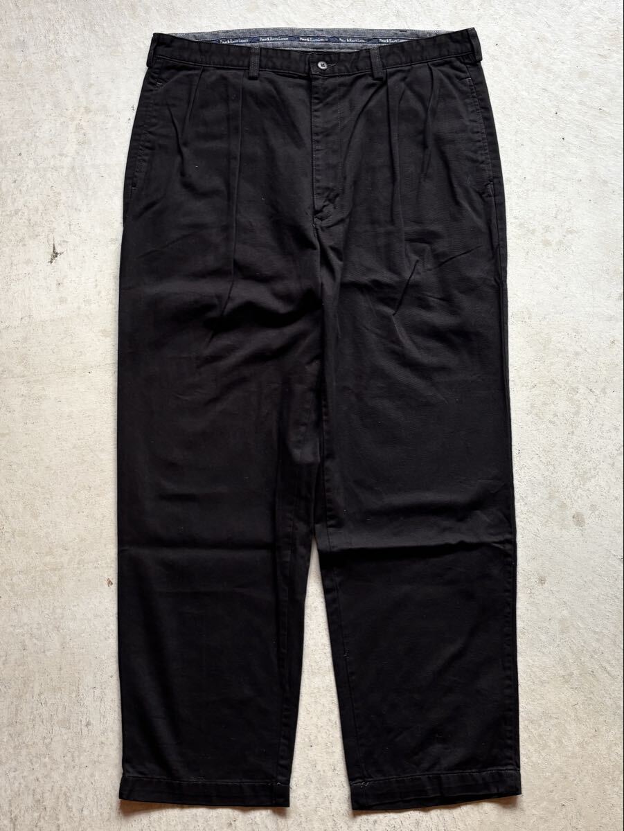 【90s】00s POLO RALPH LAUREN 黒染め チノパン コットン パンツ ツータック テーパード VINTAGE W36相当 BLACK ポロラルフローレン ⑤