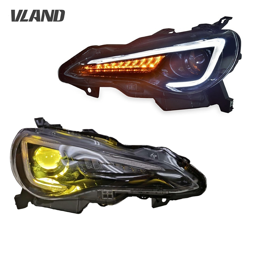 VLAND 86 ロービームにイエロー発光LEDバルブ付属 流れるウィンカー搭載 ハチロク BRZ ヘッドライト ZN6 ZC6 RC G GT(0297-YL)
