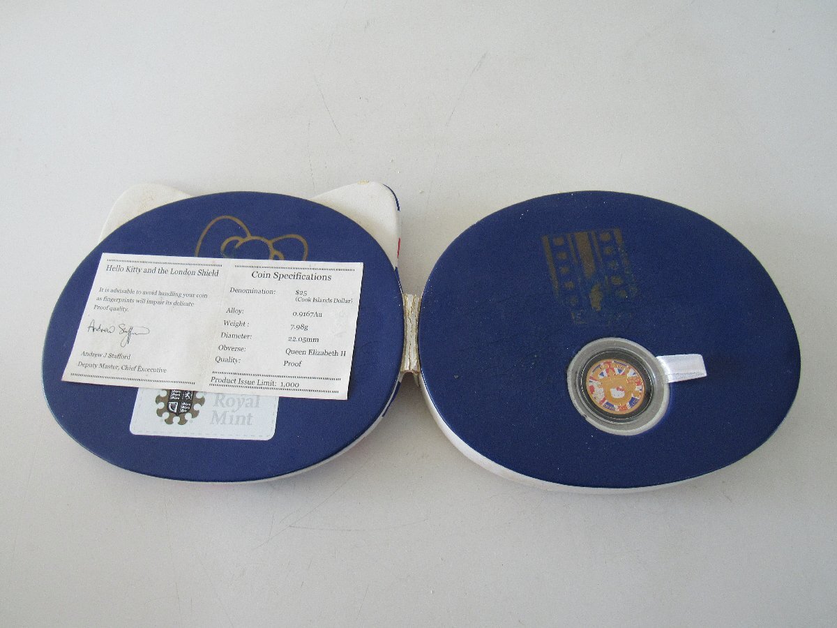○（1）ハローキティ 誕生35周年 記念コイン 25ドル金貨 K22 916 重さ 7.98g