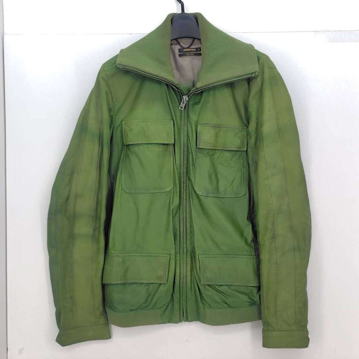 05w18557 ディーゼルブラックゴールド DIESEL BLACK GOLD レザージャケット グリーン サイズM メンズ 羊革 中古品 【館林店】