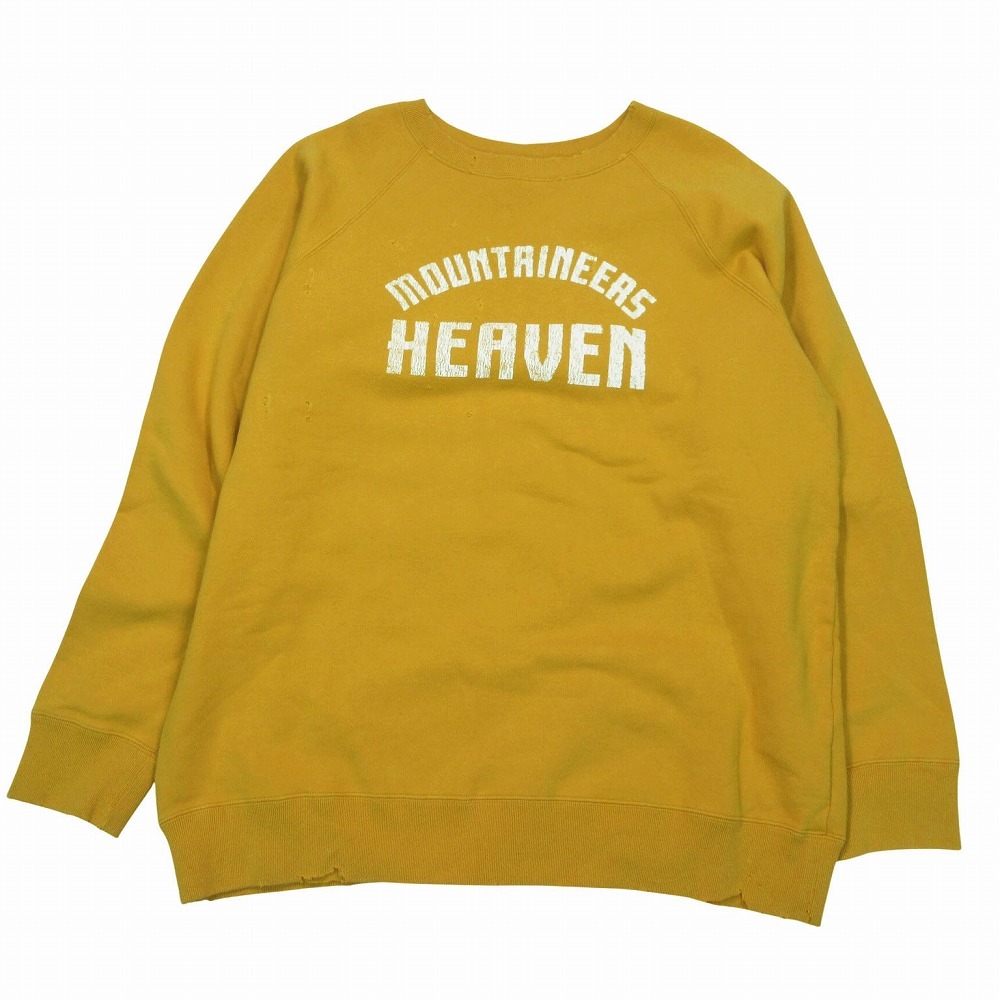 未使用品 25aw マウンテンリサーチ MOUNTAIN RESEARCH Damaged Sweat Crew スウェット トレーナー ダメージ加工 XL イエロー 【中古】