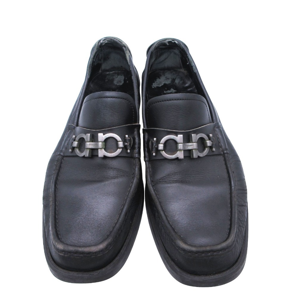 Salvatore Ferragamo サルバトーレフェラガモ ガンチーニ ビット ローファー レザー シューズ 革靴 8 27cm ブラック メンズ 【中古】